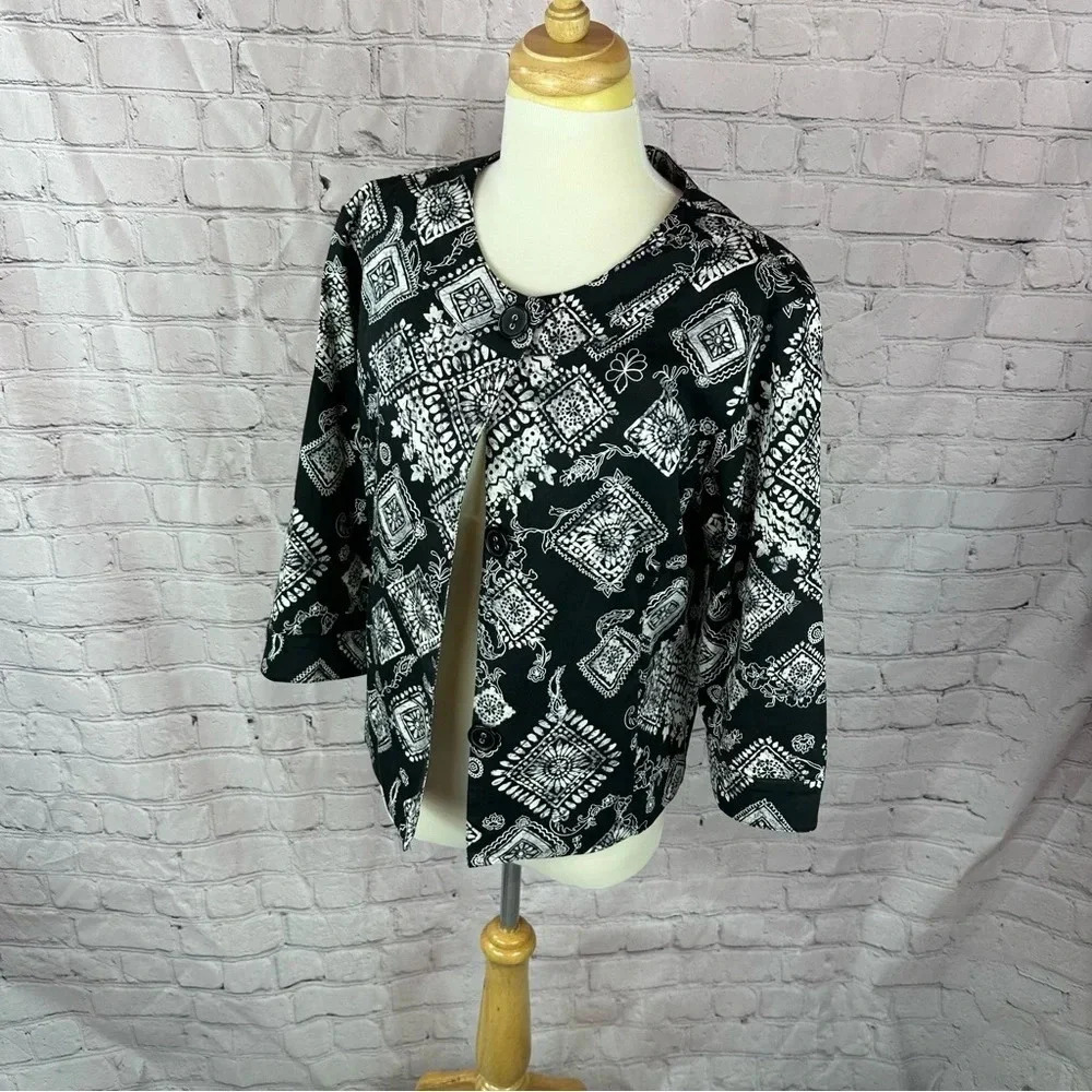 Vintage coldwater creek swing jacket size 12 classic black and white